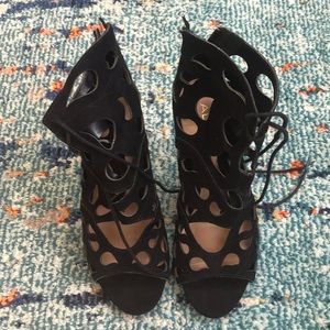 Black cut out heels